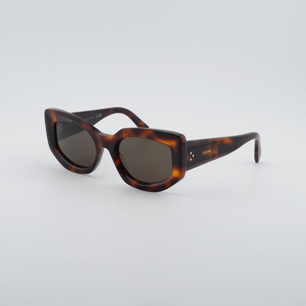 Celine CL40277I 53E Sunglasses Havana Cat Eye Frame, Brown Lenses